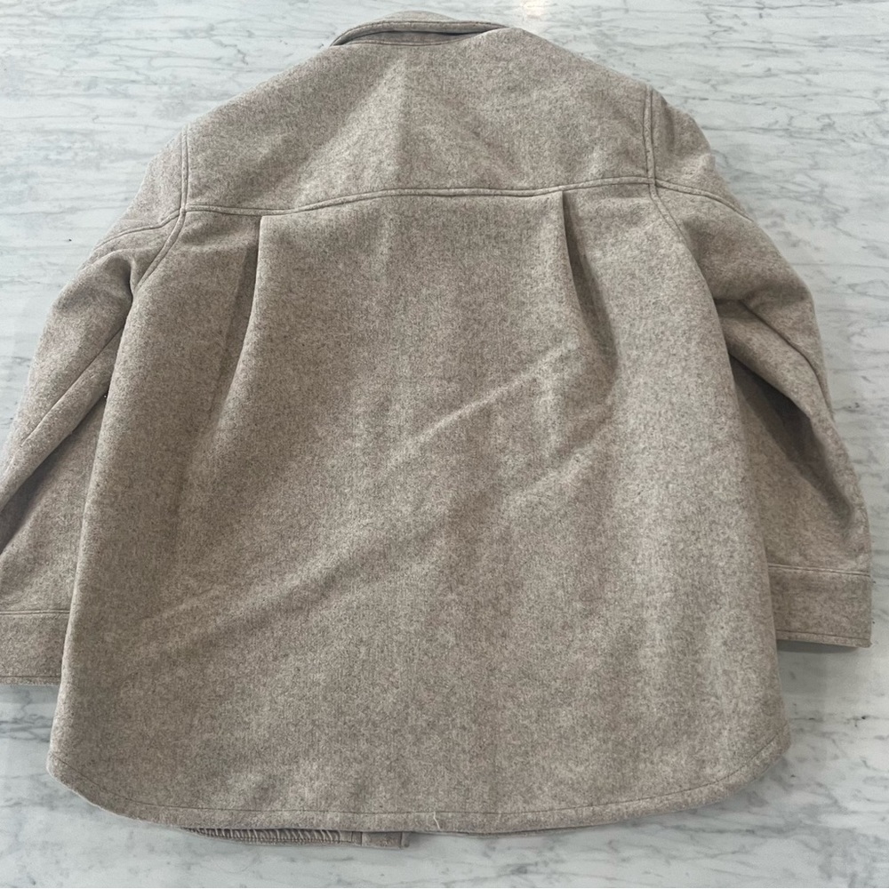 H&M Shacket Light Beige Shirt Jacket button down small - Picture 5 of 7